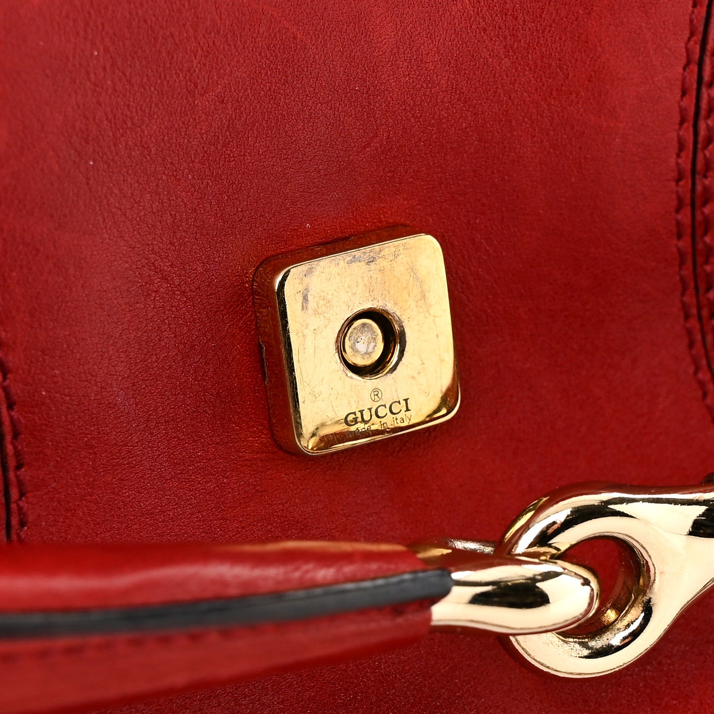 Calfskin Horsebit Chain Clutch Red