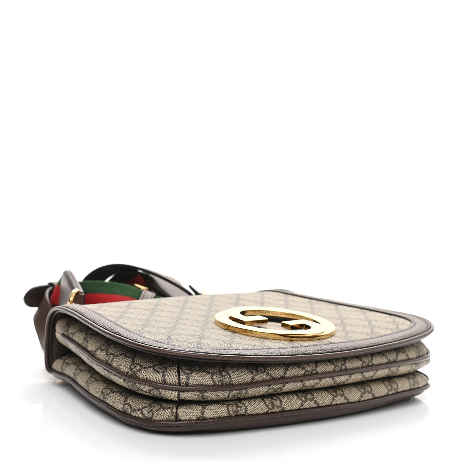 Gucci GG Supreme Monogram Textured Dollar Calfskin Web Medium Blondie Shoulder Flap Bag Beige Ebony New Acero 4 of 11