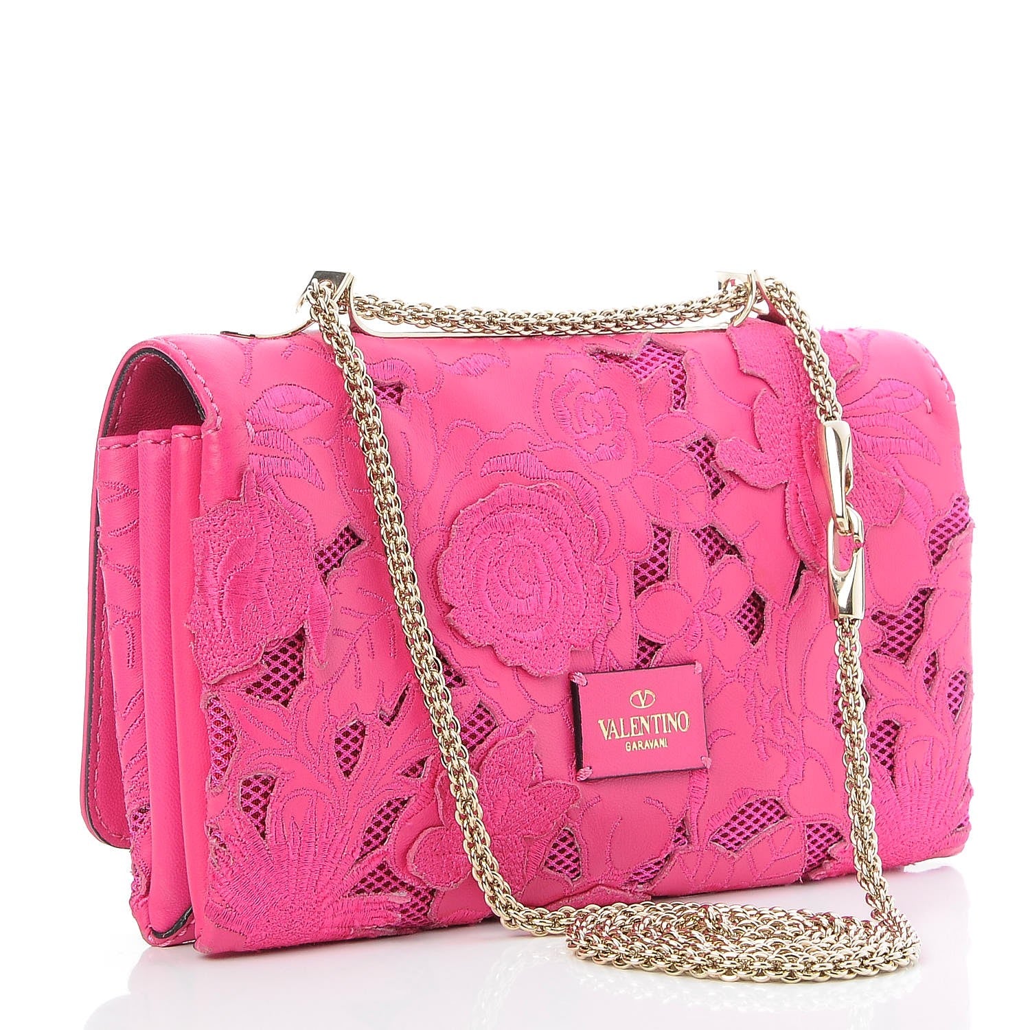 Valentino Garavani Nappa Lace Girello Flap Pop Fuxia 4 of 8