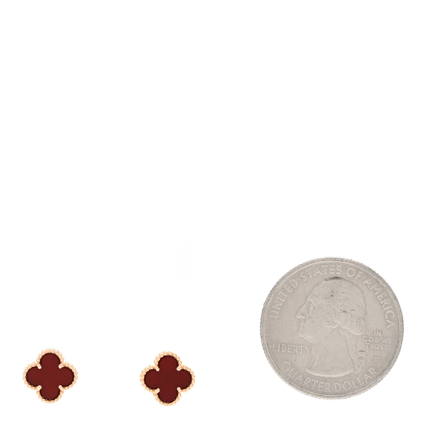 VAN CLEEF & ARPELS 18K Rose Gold Carnelian Sweet Alhambra Earrings