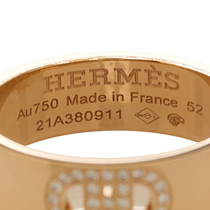 Hermes 18K Rose Gold Diamond PM H D'Ancre Ring 52 6 4 of 5