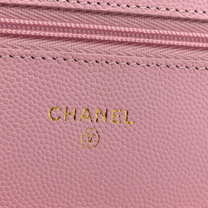 Chanel Caviar Quilted Wallet on Chain WOC Light Pink 6 of 12