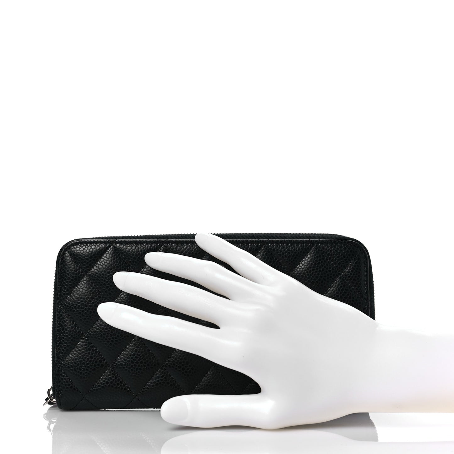 Caviar Quilted Large Gusset Zip Around Wallet Black
