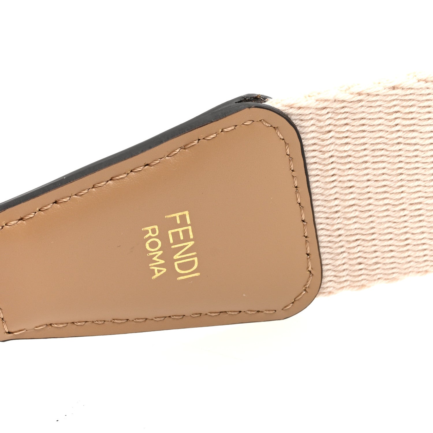 Fendi Jacquard Ribbon Vitello King FF Bi-Color Intreccio Adjustable Strap You Poudre Cuoio Miele Scuro 3 of 5