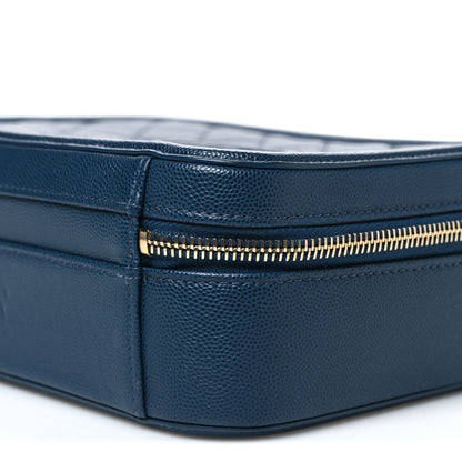 Chanel Caviar Quilted Medium CC Filigree Vanity Case Dark Blue 10 of 11