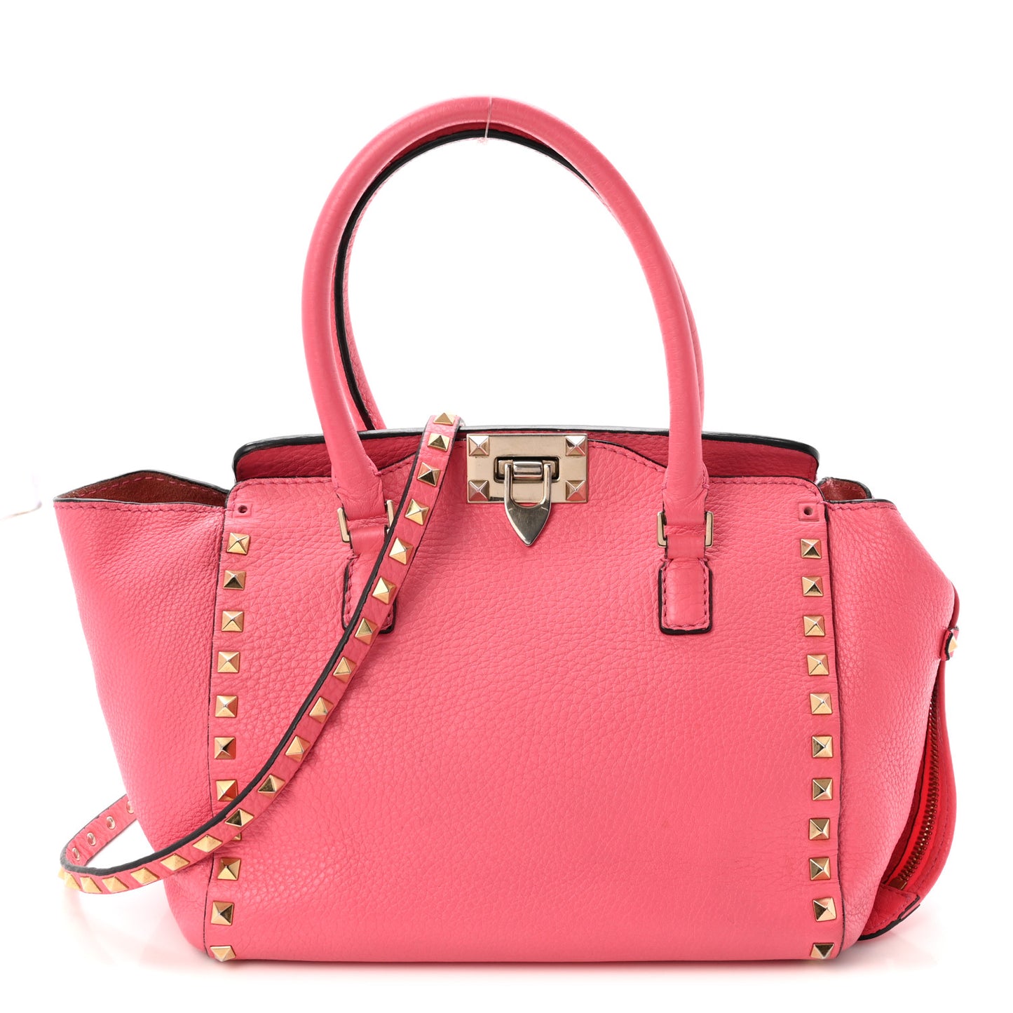 Vitello Small Rockstud Tote Fuxia Fluo