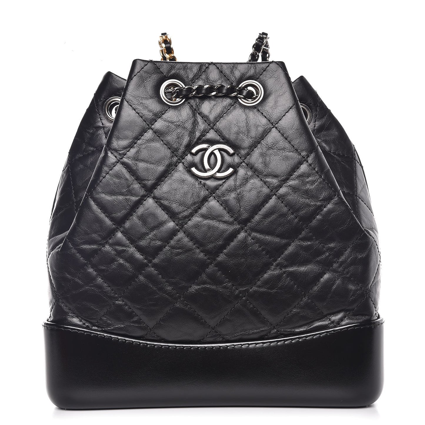 Aged Calfskin Quilted Small Gabrielle Backpack Black