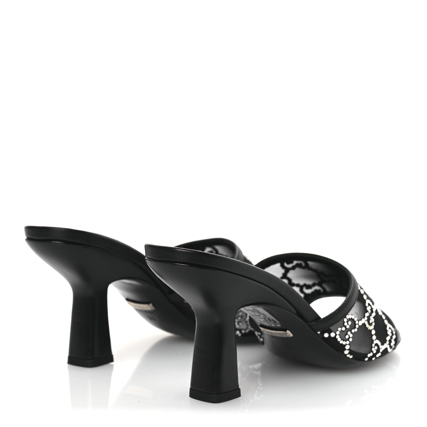 Gucci Tela Retino Kid Scamosciato Crystal GG Monogram Square Demi Mule Sandals 36 Black 5 of 12