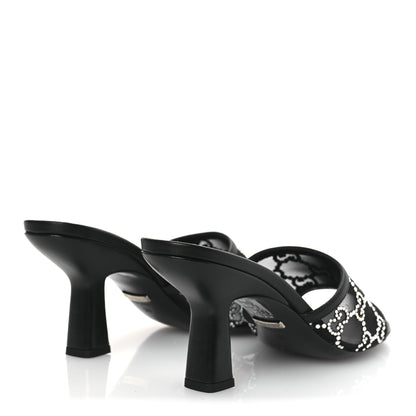 Gucci Tela Retino Kid Scamosciato Crystal GG Monogram Square Demi Mule Sandals 36 Black 5 of 12