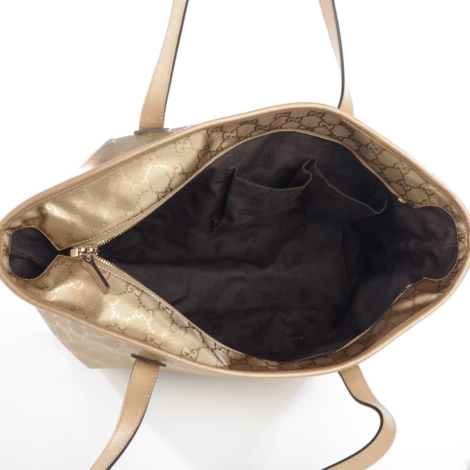 Gucci Imprime Monogram Medium Zippered Shopping Tote Champagne 5 of 8