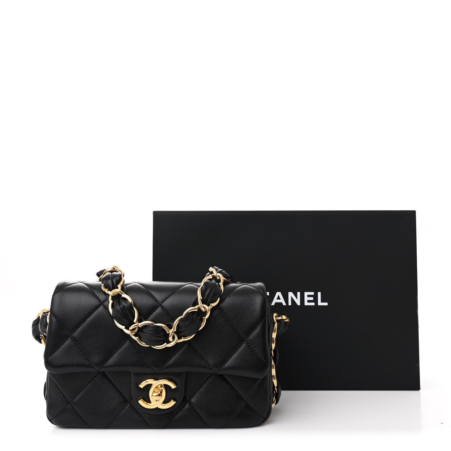 Lambskin Quilted Small CC Links Flap Black