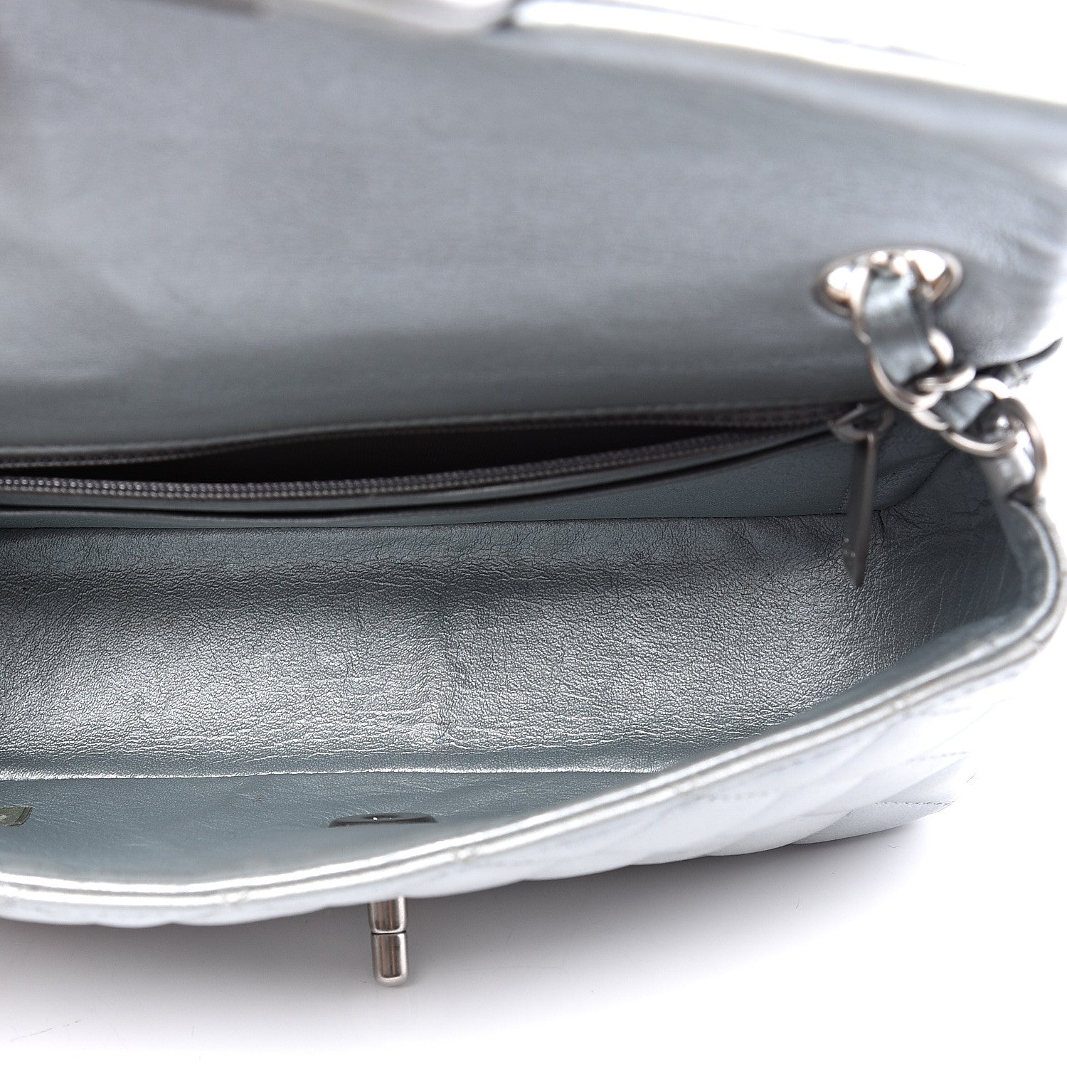 Chanel Metallic Lambskin Quilted Mini Rectangular Flap Silver 4 of 9