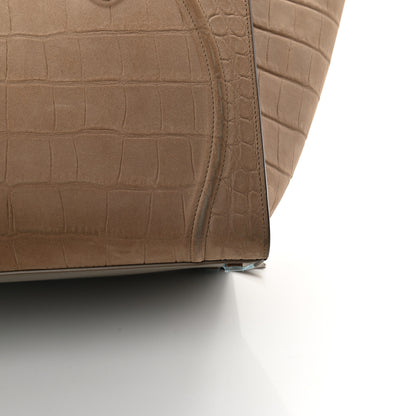 Celine Crocodile Embossed Nubuck Medium Phantom Luggage Beige 17 of 17
