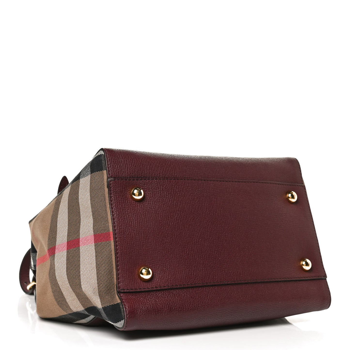 Grainy Calfskin House Check Small Canterbury Tote Burgundy