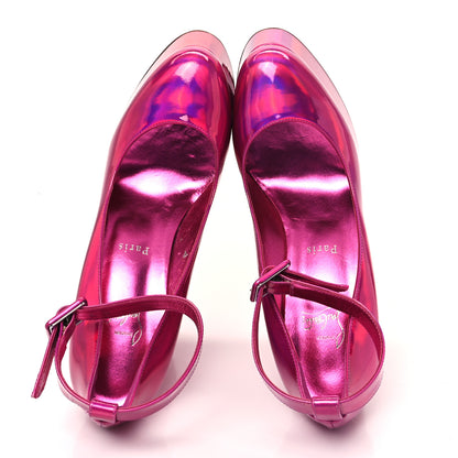 Christian Louboutin Metallic Patent Yazefir 130 Platform Sandals 39.5 Pink 2 of 11