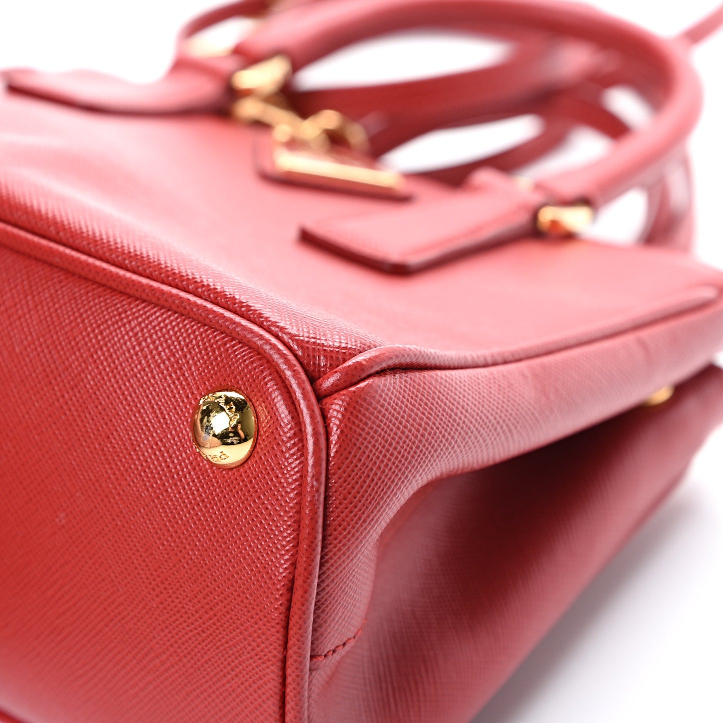 Saffiano Micro Galleria Double Zip Tote Fuoco