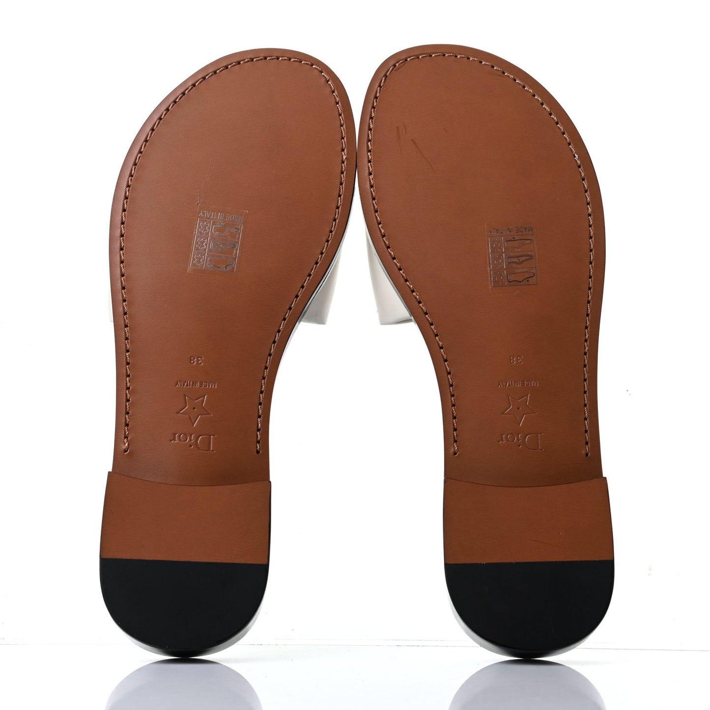 Calfskin Dio(r)evolution 10mm Slide Sandals 38 Off White