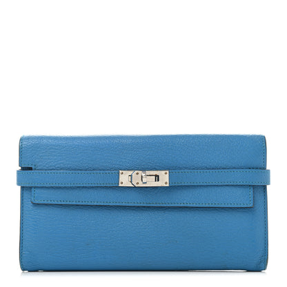 Hermes Chevre Mysore Kelly Longue Wallet Bleu Zanzibar 1 of 15