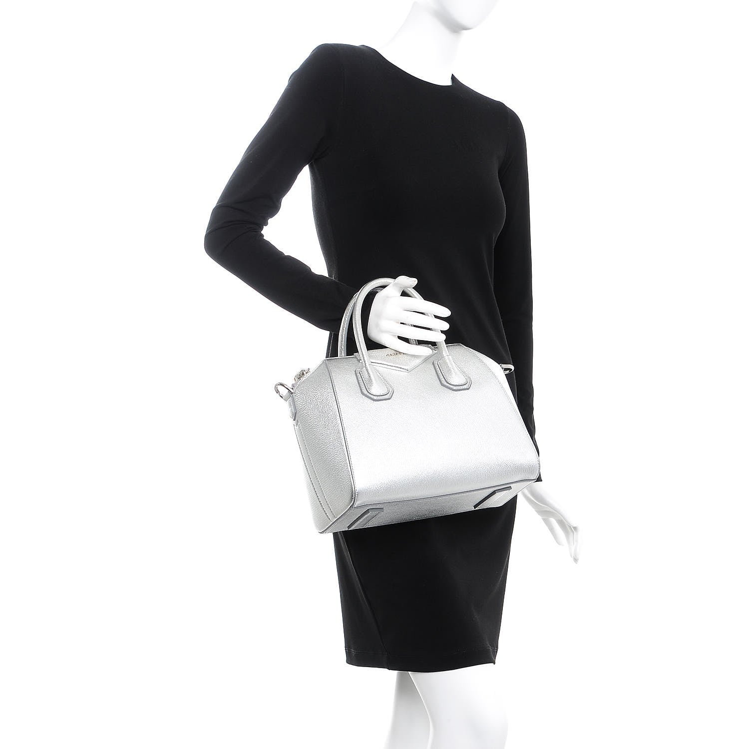 Givenchy Metallic Sugar Goatskin Small Antigona Silver 2 of 8