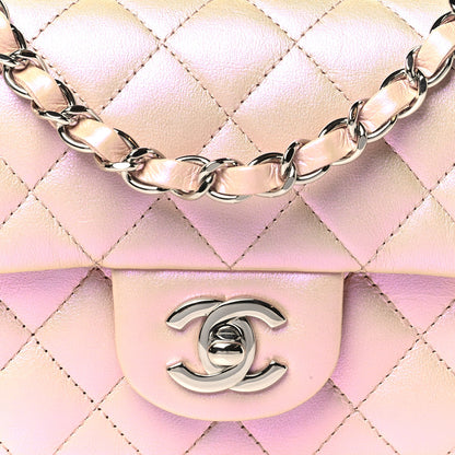 Chanel Iridescent Calfskin Quilted Mini Rectangular Flap Pink 8 of 11