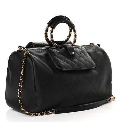 Chanel Grained Calfskin Lambskin Quilted Large Bowling Bag Black 2 of 10