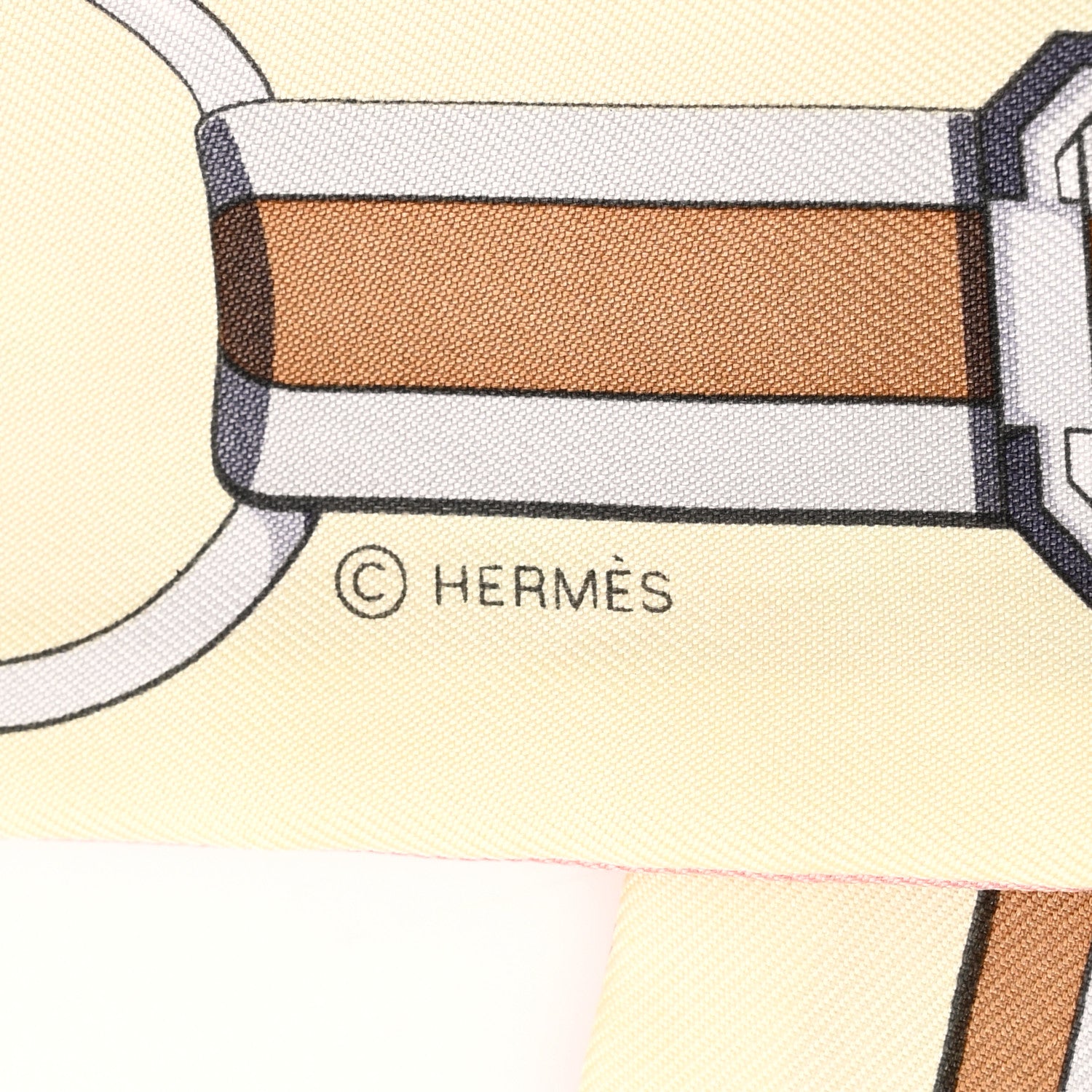 Hermes Silk Grand Tralala Twilly Rose Poudre Jaune 3 of 4