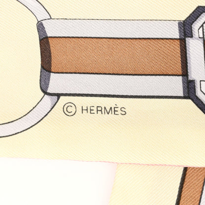 Hermes Silk Grand Tralala Twilly Rose Poudre Jaune 3 of 4