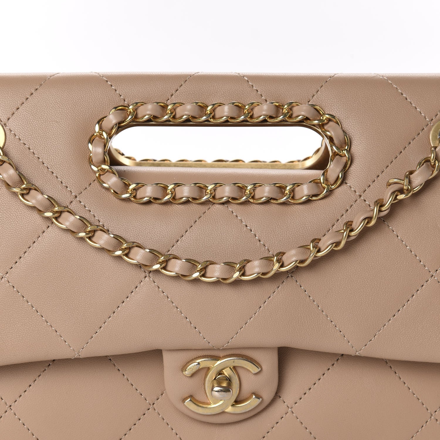 Chanel Lambskin A Real Catch Flap Bag Beige 11 of 11