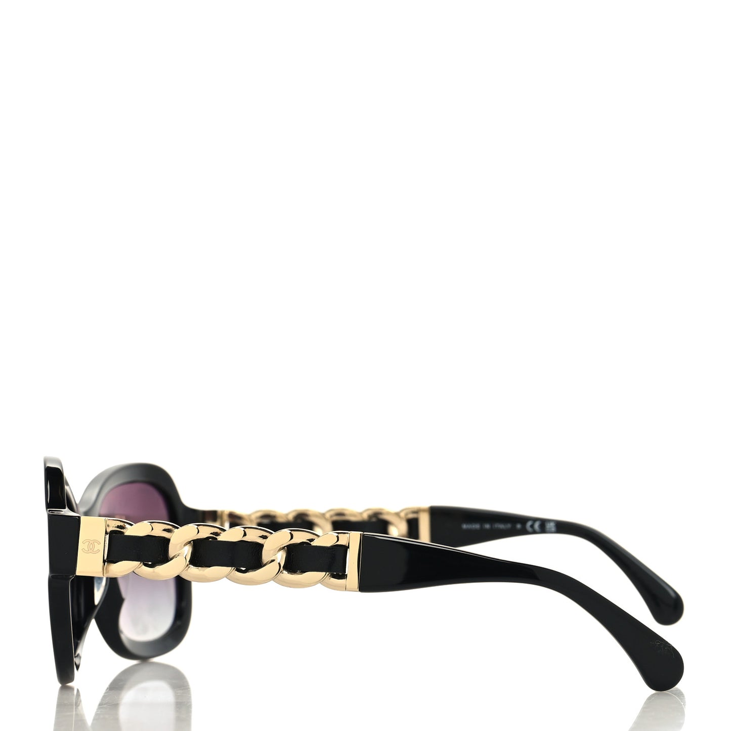 Acetate Metal Chain Square Sunglasses 5465 Black