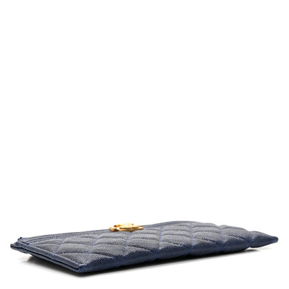 Chanel Caviar Quilted Classic Zip Boy Pouch Navy 4 of 7