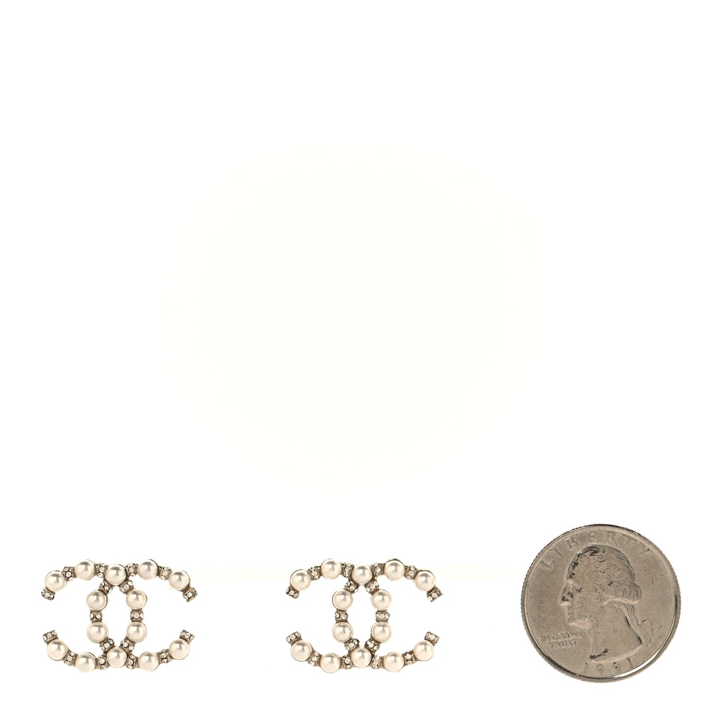 Pearl Crystal CC Earrings Gold