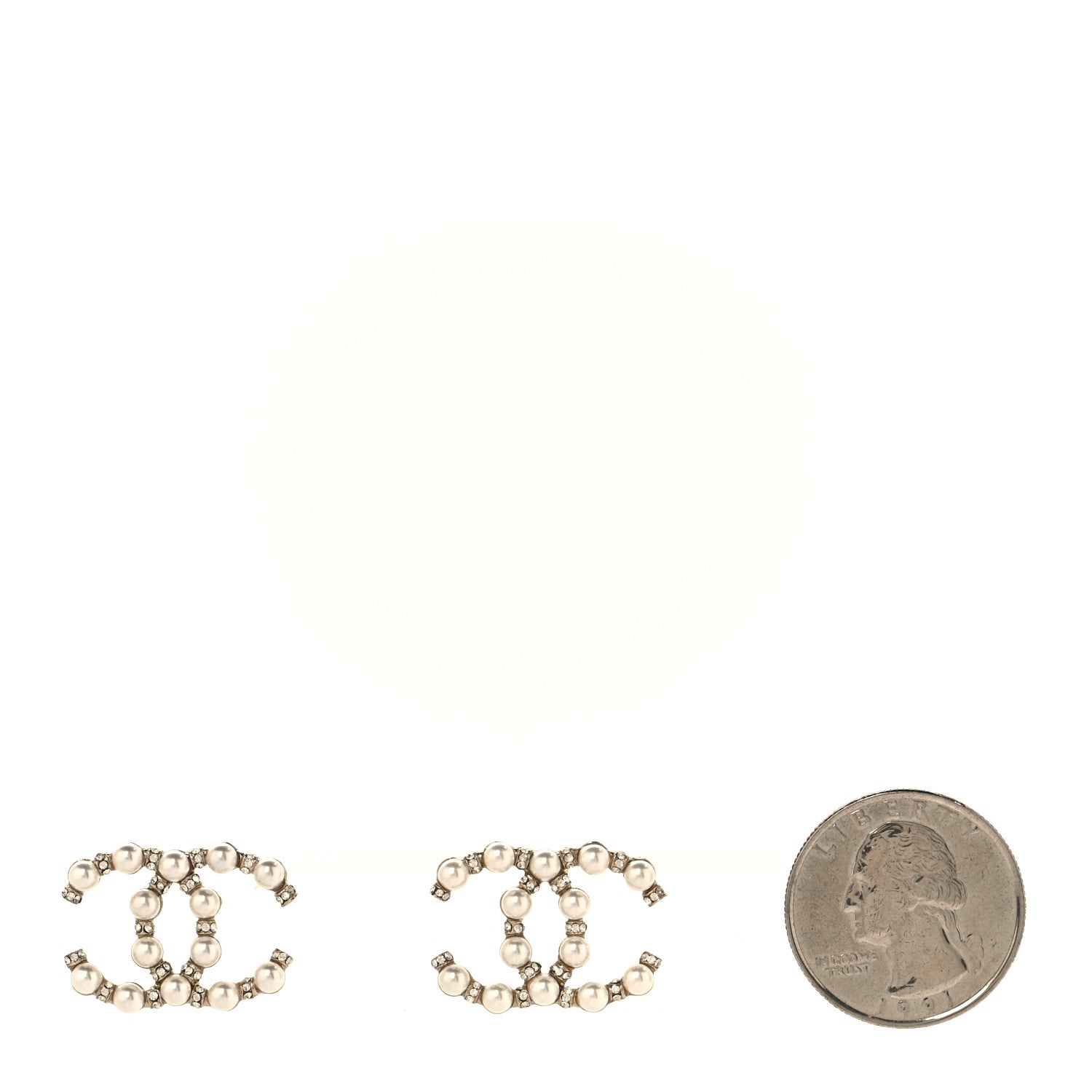 Chanel Pearl Crystal CC Earrings Gold 2 of 5
