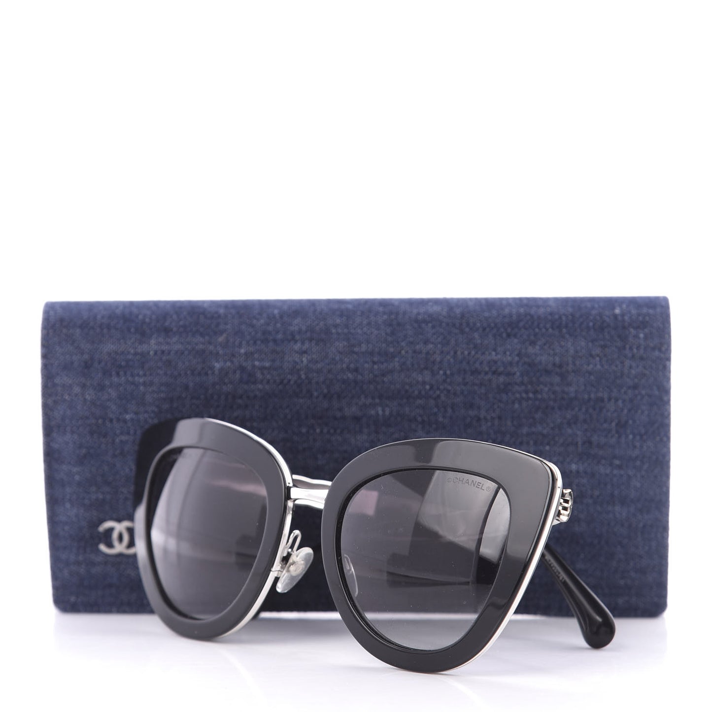 Cat Eye Quilted Sunglasses 5388 Black
