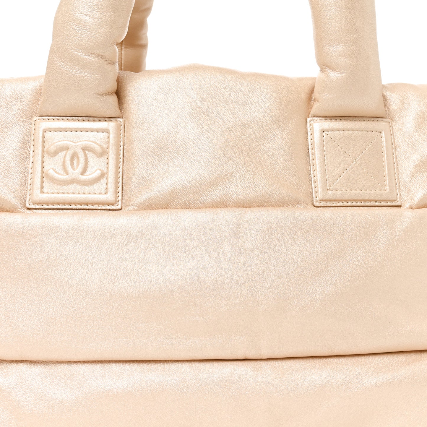 Nylon Quilted Medium Coco Cocoon Reversible Tote Light Gold