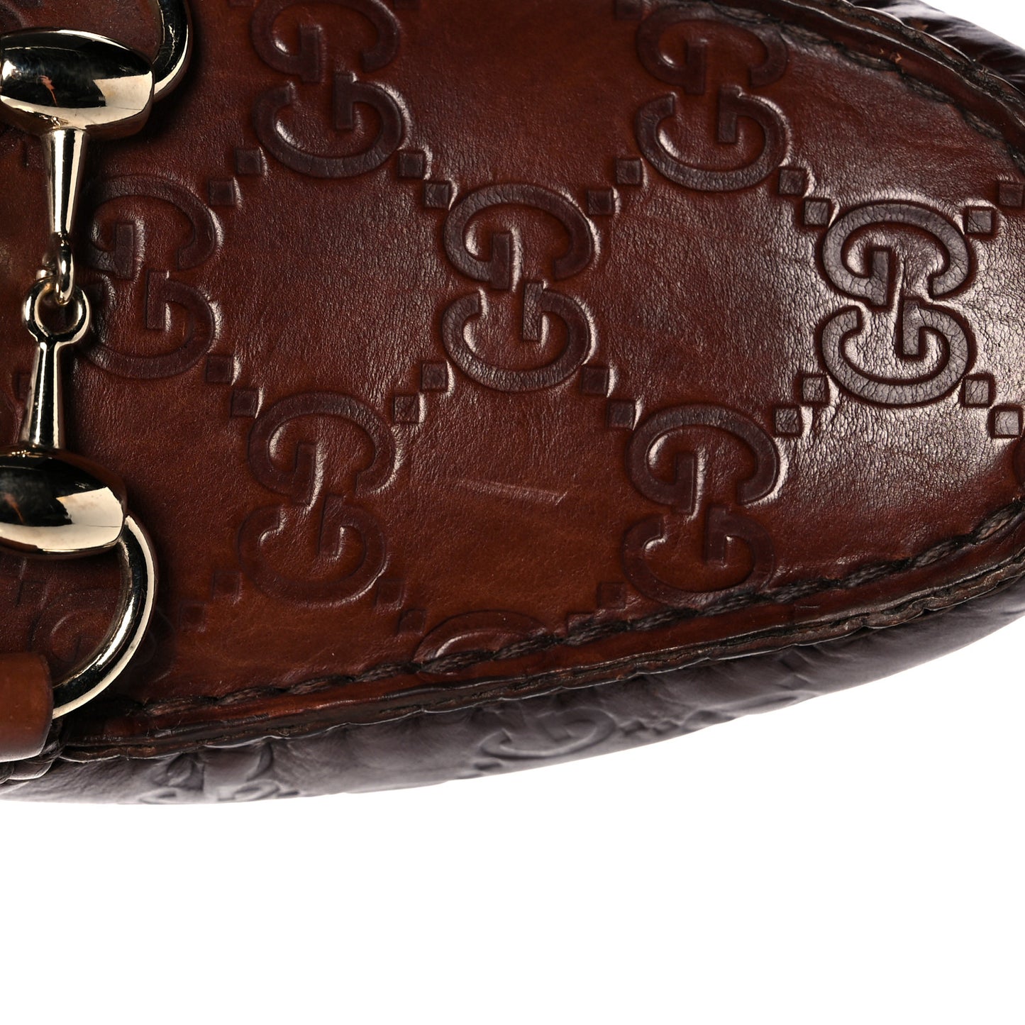 Calfskin Monogram Horsebit Guccissima Loafers 38.5 Brown