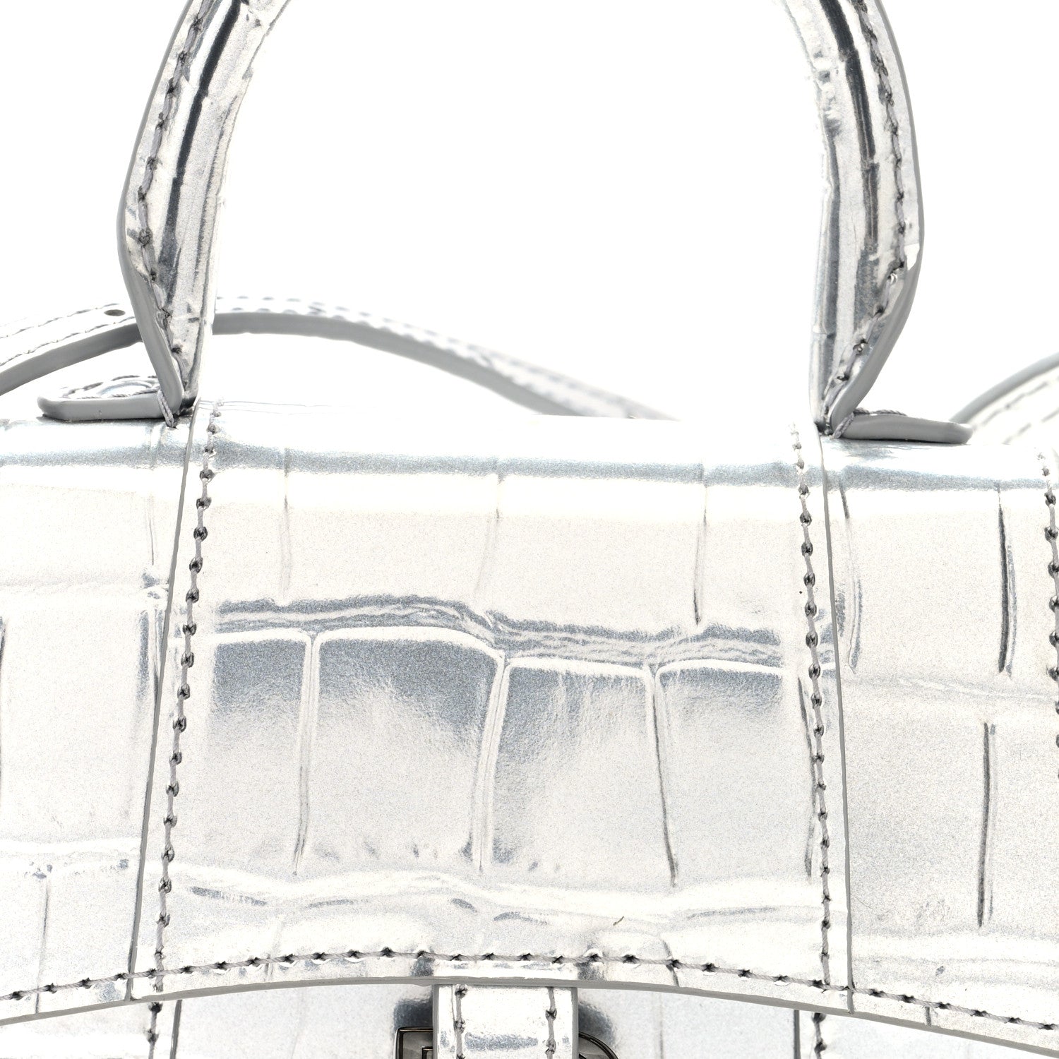 Balenciaga Metallic Calfskin Crocodile Embossed Hourglass Top