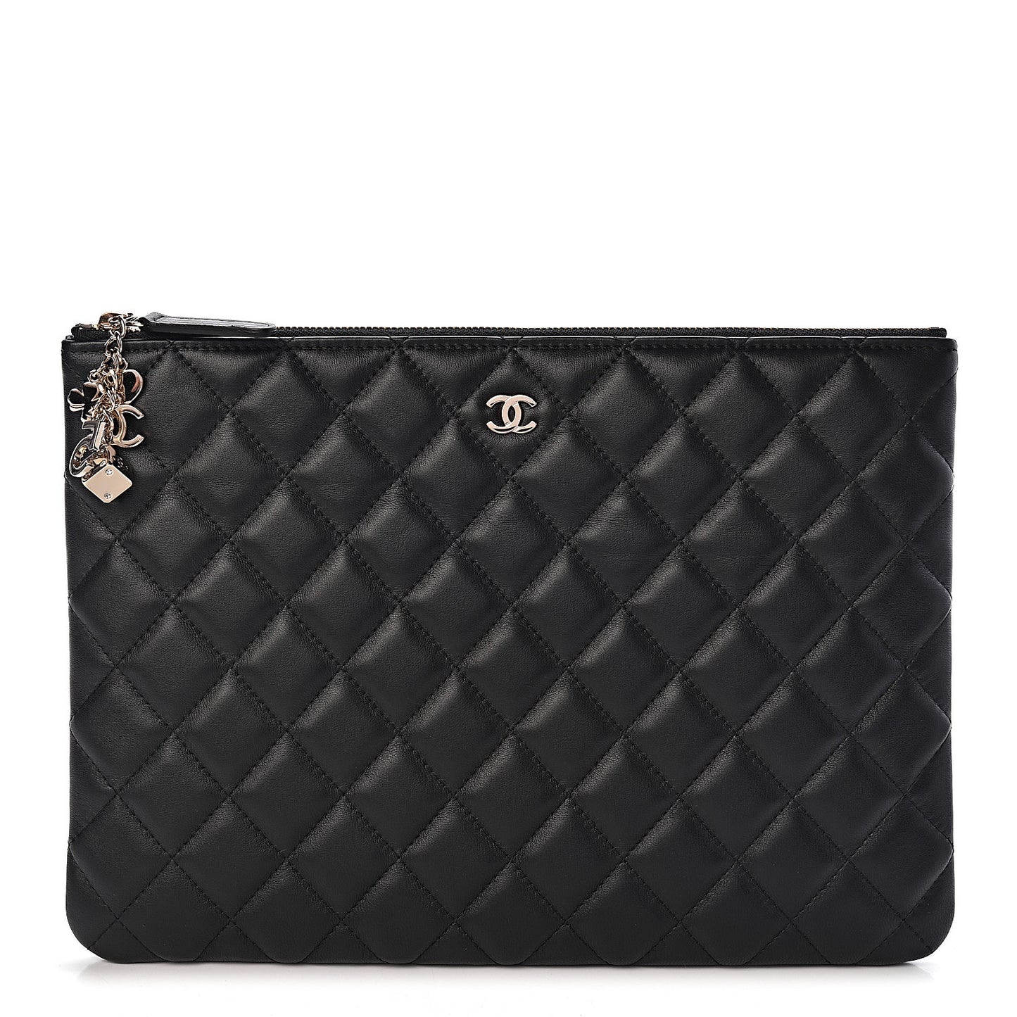 Lambskin Quilted Medium Casino Beauty CC Cosmetic Case Black