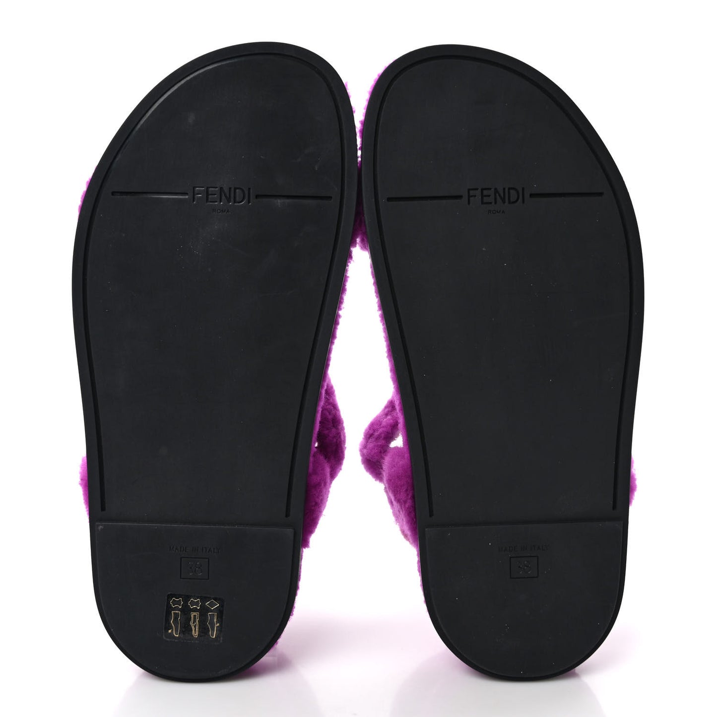 Shearling FF Fendi Feel Sandals 38 Bouganville
