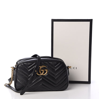 Gucci Calfskin Matelasse Small GG Marmont Chain Shoulder Bag Black 11 of 11