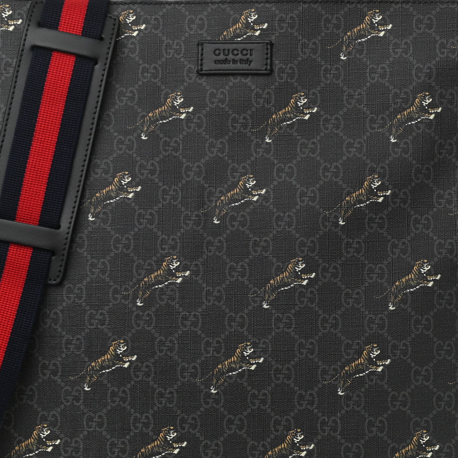 Gucci GG Supreme Monogram Tigers Web Vertical Tote Black Multicolor 11 of 11