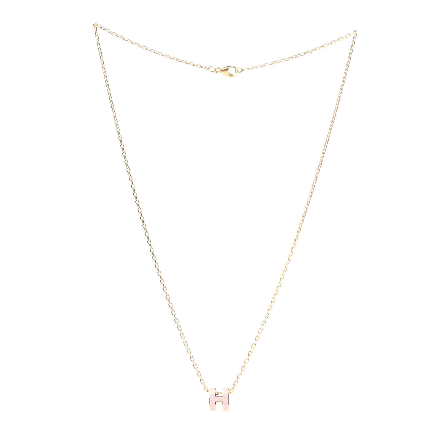 Lacquered Gold Mini Pop H Pendant Necklace Rose Dragee