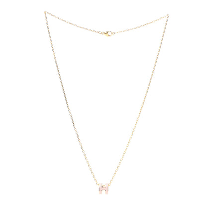 Hermes Lacquered Gold Mini Pop H Pendant Necklace Rose Dragee 3 of 7