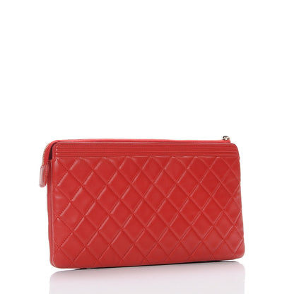 Chanel Lambskin Quilted Small Zipped Boy Pouch Red 3 of 9