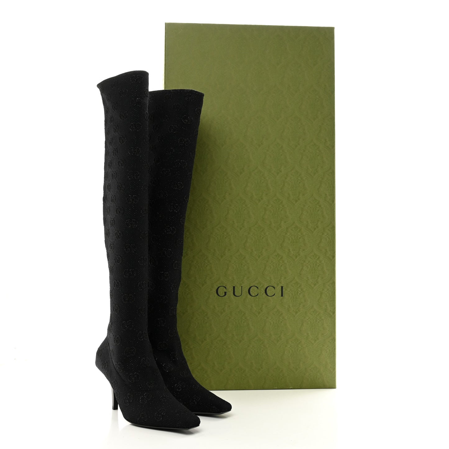 GG Jersey Knee High Boots 37.5 Black