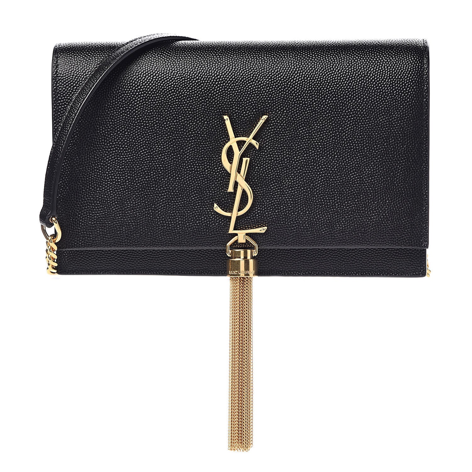 Saint Laurent Grain De Poudre Classic Monogram Kate Tassel Chain Wallet Black 1 of 9