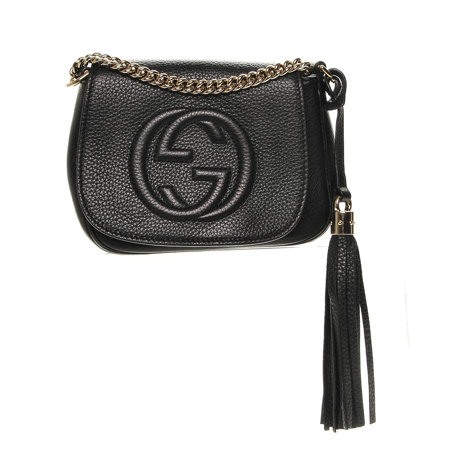 Pebbled Calfskin Small Soho Flap Crossbody Black