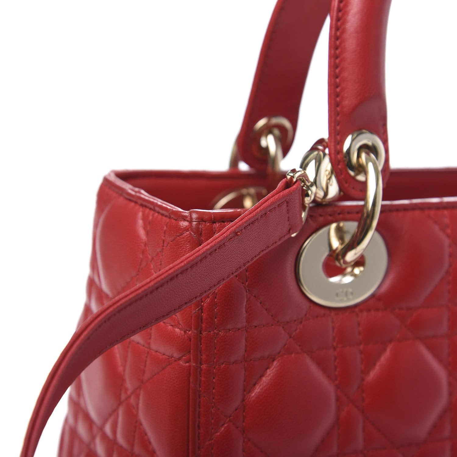 Christian Dior Lambskin Cannage Medium Lady Dior Red 8 of 12