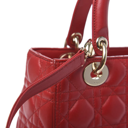 Christian Dior Lambskin Cannage Medium Lady Dior Red 8 of 12