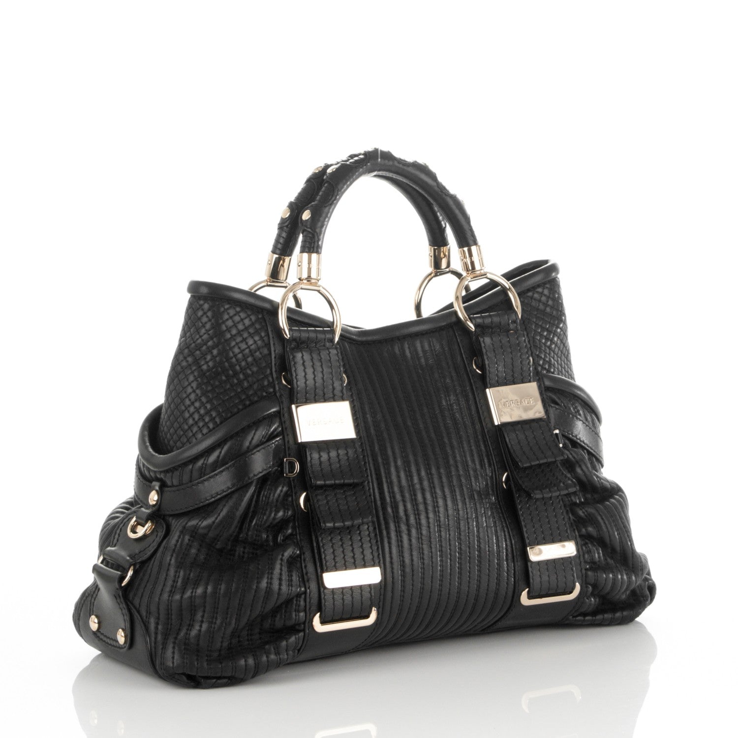 Versace Nappa Quilted Tote Black 3 of 6
