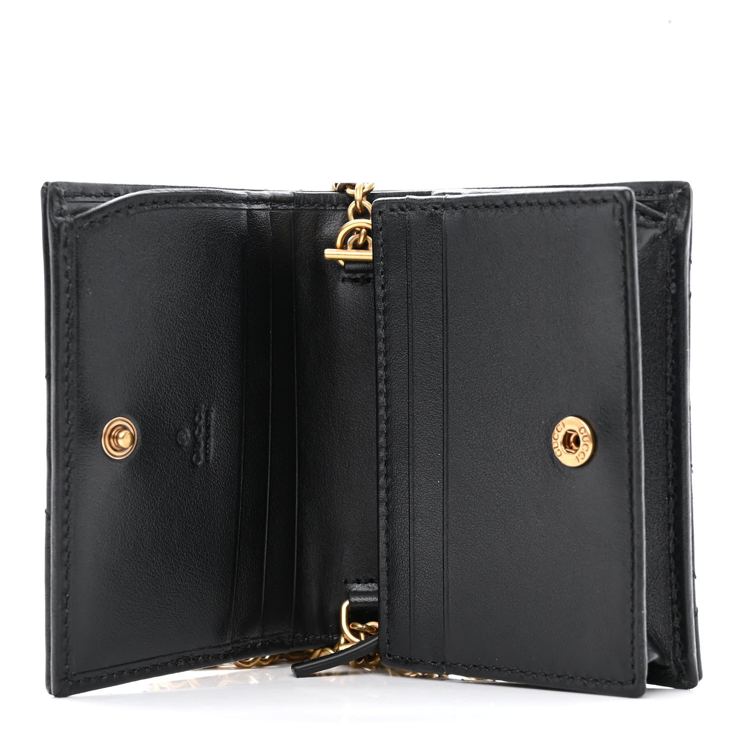 Gucci Calfskin Matelasse GG Marmont Mini Wallet On Chain Black 5 of 12